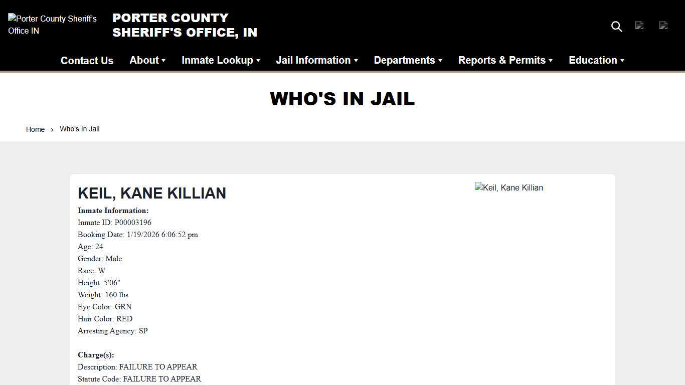 Who's In Jail | Porter County Sheriff’s Office IN