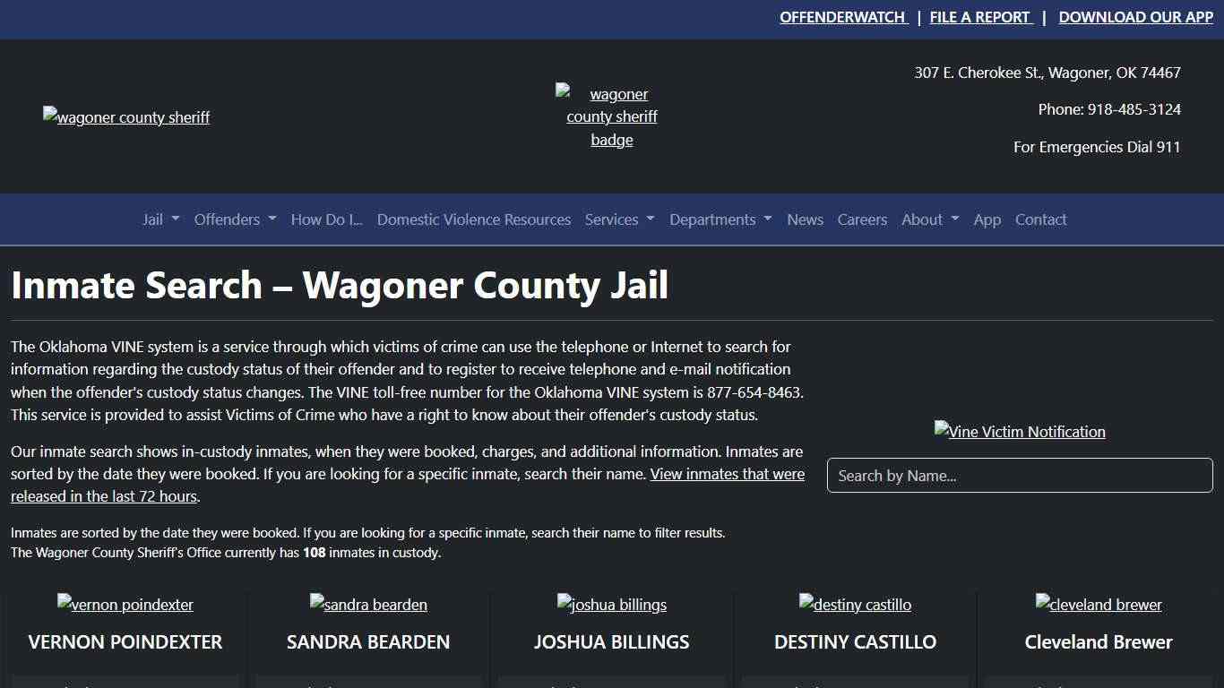 Inmate Search | Wagoner County Sheriff's Office